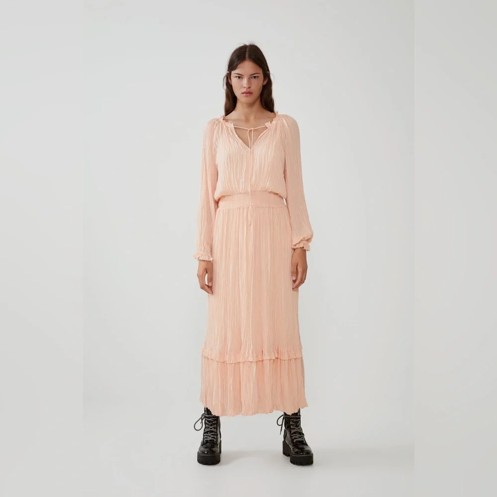 ZARA Pleated Voluminous Dress.  Size - L - Picture 4 of 11